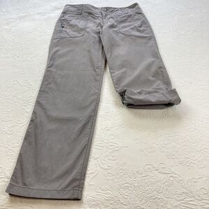 North Face Hiking Pants Women 10 Gray Canvas Cargo Zip Pocket Climbing Outdoor